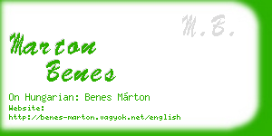 marton benes business card